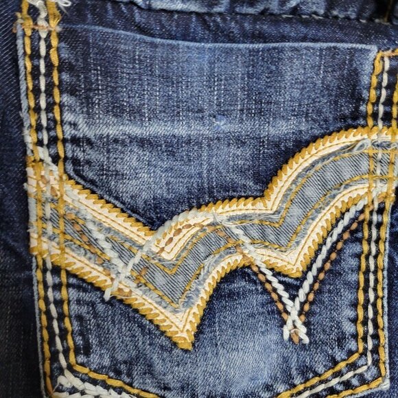 CJ Black Men's 38x32 Relaxed Straight Flap Pocket High Rise Blue Denim Jeans - Picture 9 of 12